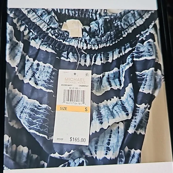 MICHAEL Michael Kors Off-Shoulder Shibori Striped Dress S - Picture 4 of 5